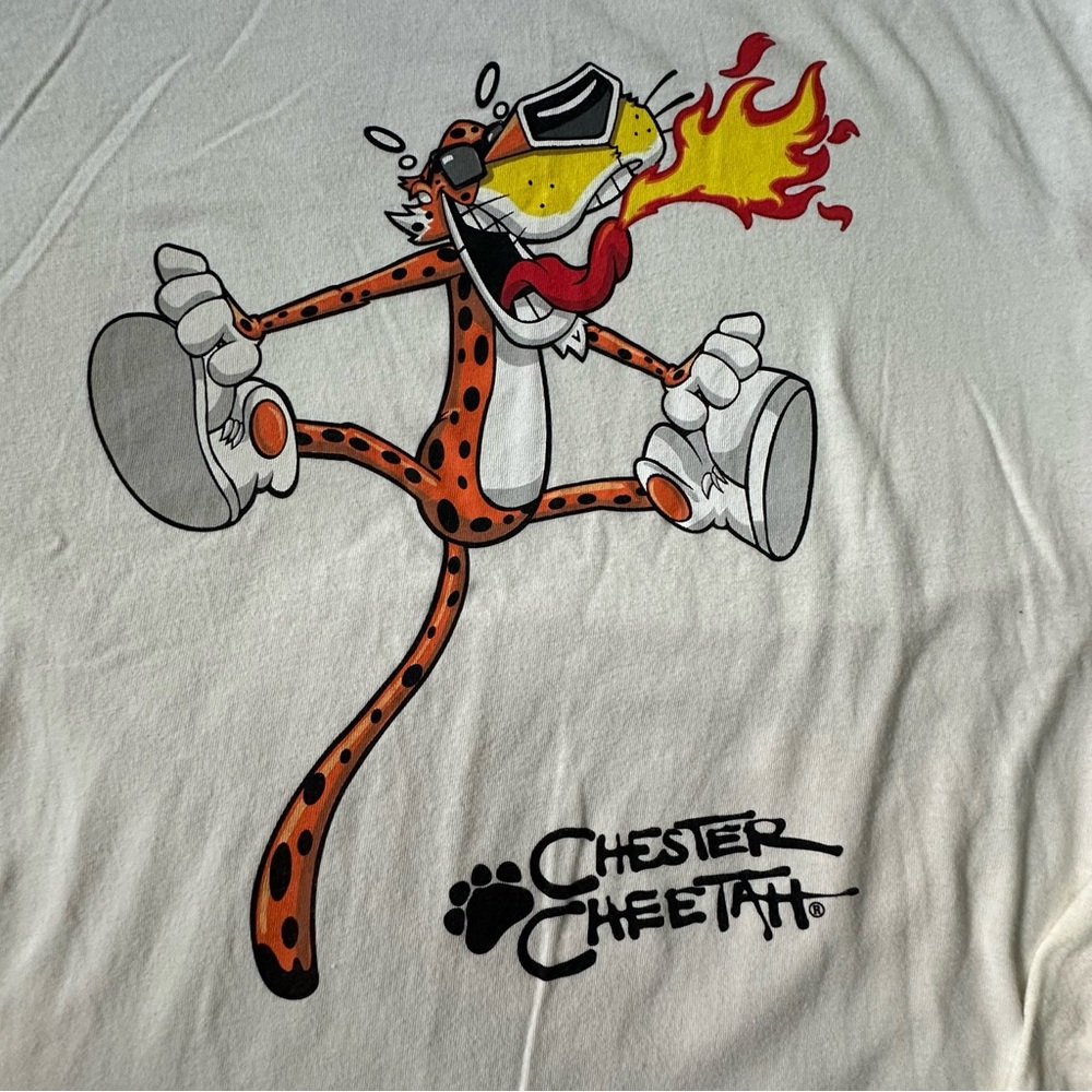 Chester Cheetah Graphic Long Sleeve Tee - White